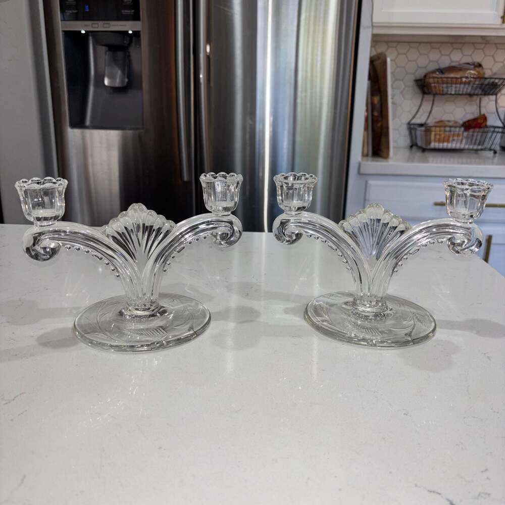 Vintage Tiffin-Franciscan June Night Double Light Candlestick Holders